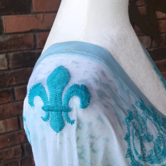 Long sleeved, turquoise burnout shirt - Picture 5 of 5